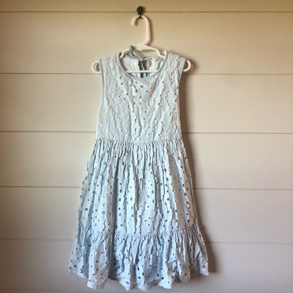 Chelsea and Violet  Blue Tiered Medallion Eylet Dress Girls M